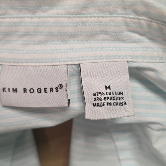 Women's Light Blue & White Striped Top Shirt Blouse Button Down Business Casual - Picture 8 of 8